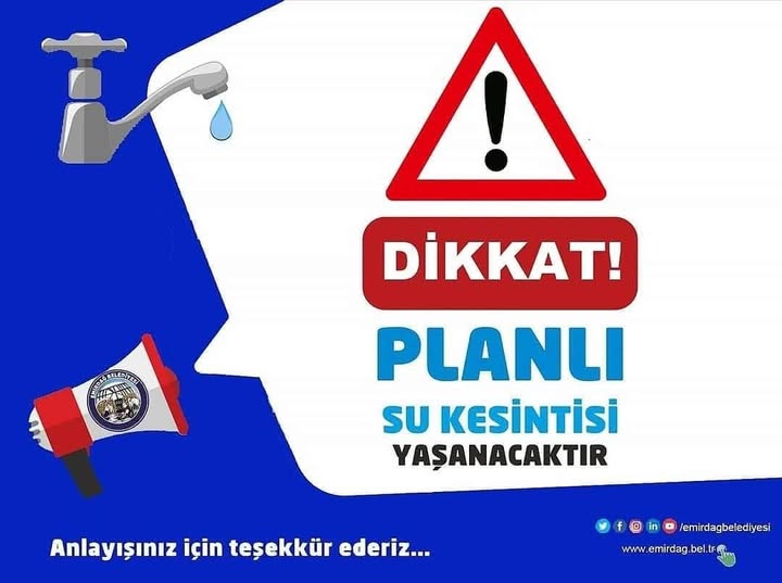 Emirdağ'da Karşıyaka, Adaçal ve Yenidoğan Mahallelerinde Su Kesintisi!